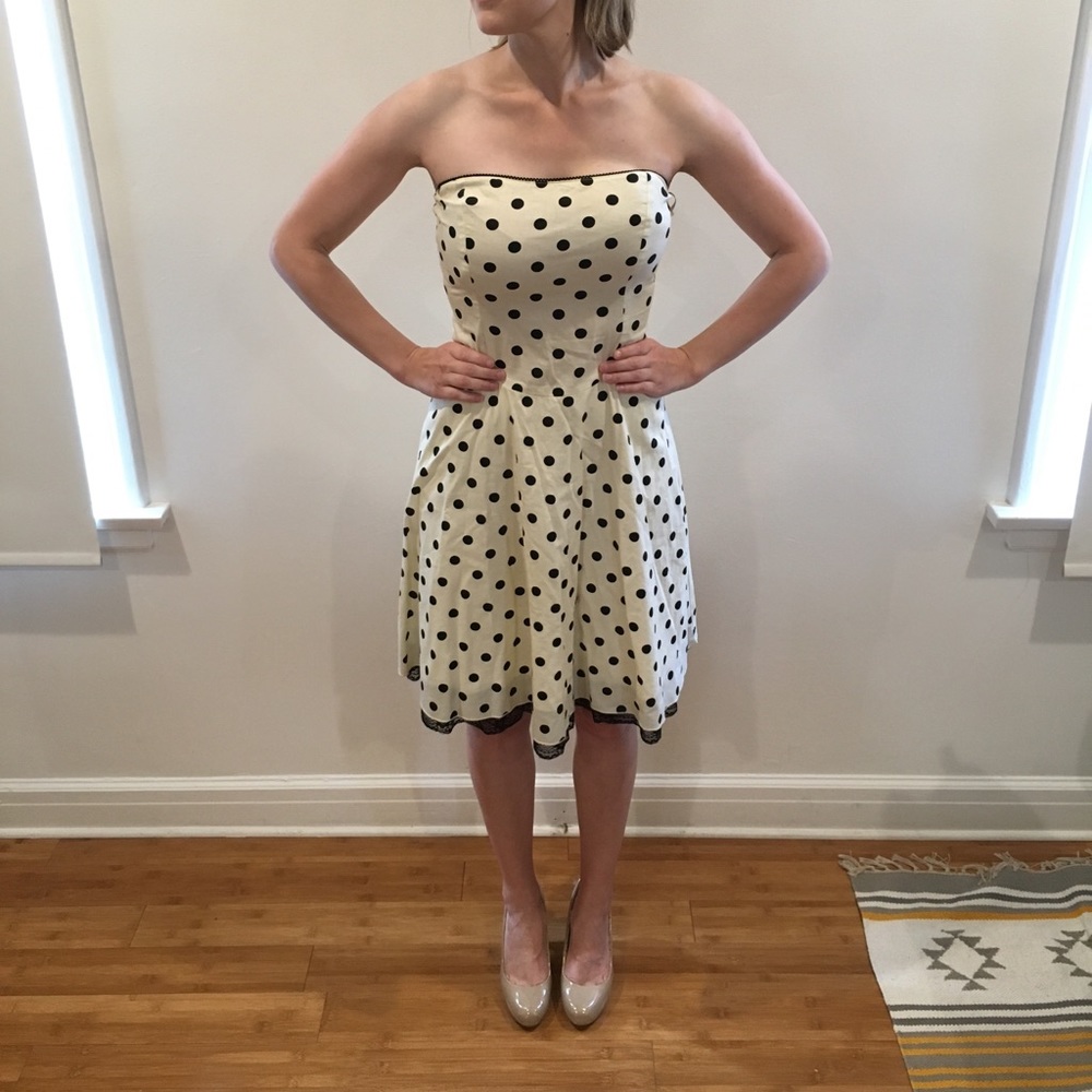 2003 vintage polka dot dress with lace accent